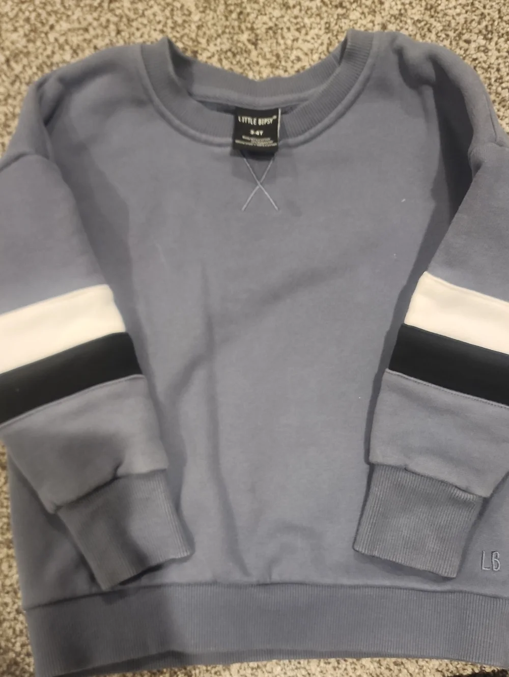 Little Bipsy Dusty Blue Sweatshirt with White & Black Sleeve Bands